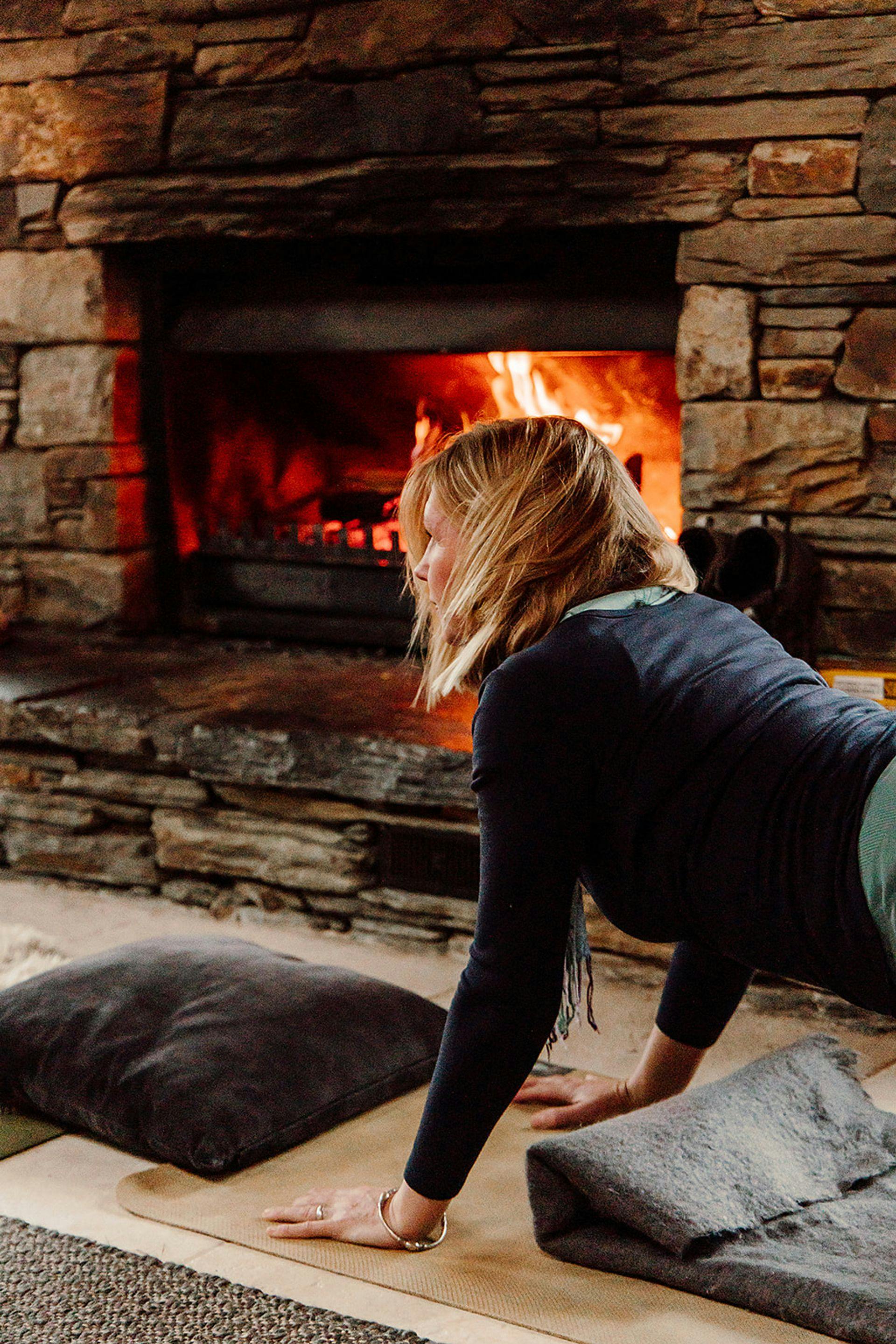Yoga by the fire